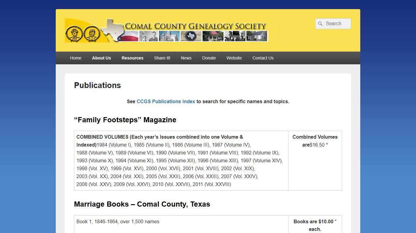 Publications - Comal County Genealogy Society